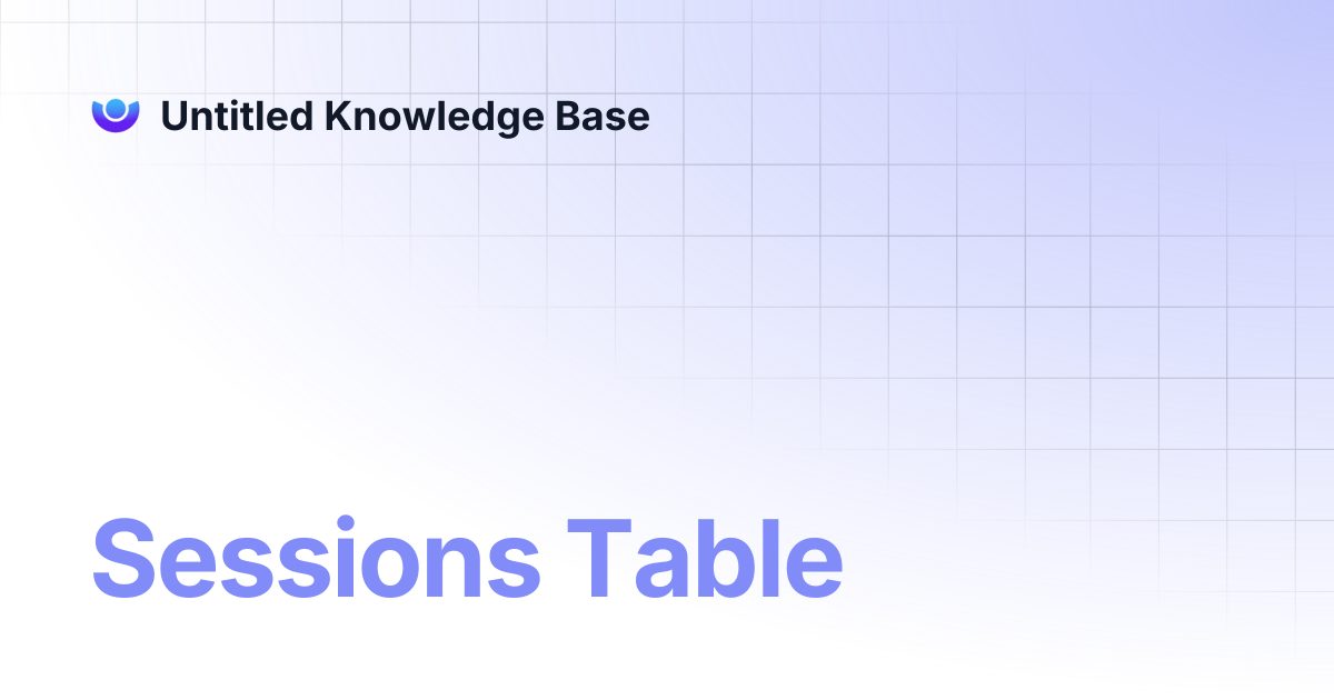 Sessions Table | Untitled Knowledge Base