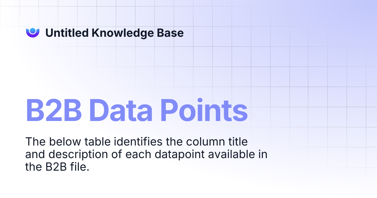 B2B Data Points | Untitled Knowledge Base