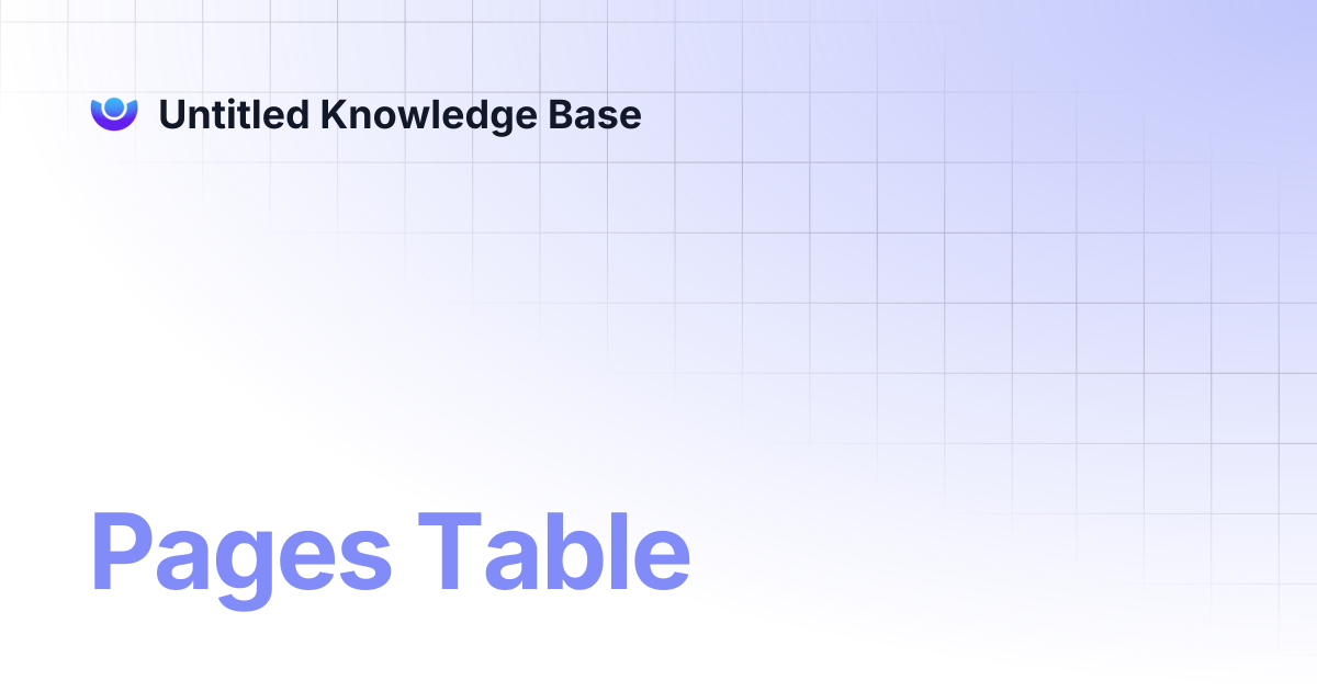 Pages Table | Untitled Knowledge Base